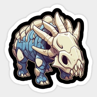 Spooky Kawaii Triceratops Isometric Dinosaur Skeleton Sticker